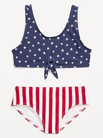 Image number 1 showing, Printed Tie-Knot Bikini Swim Set for Girls