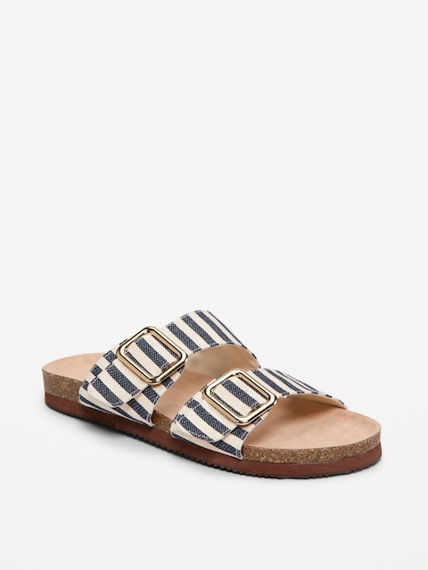 Double-Strap Earth Sandal - Navy Stripe