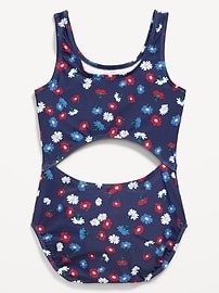 Image number 2 showing, Printed Cutout One-Piece Swimsuit for Girls