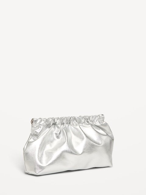 The Occasion by Old Navy Gathered Clutch - Silvery Silver