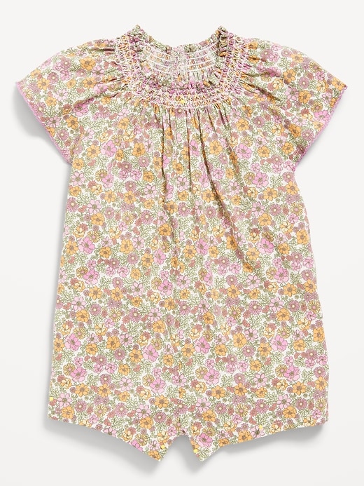View large product image 1 of 1. Printed Flutter-Sleeve One-Piece Romper for Baby