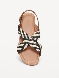 Image number 2 showing, Faux-Leather Raffia Cross-Strap Sandals for Girls