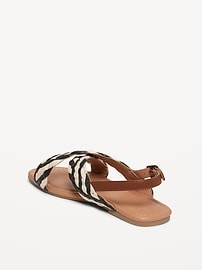 Image number 4 showing, Faux-Leather Raffia Cross-Strap Sandals for Girls