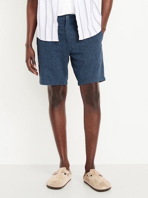 Slim Rotation Linen-Blend Chino Shorts -- 8-inch inseam - Nightfall