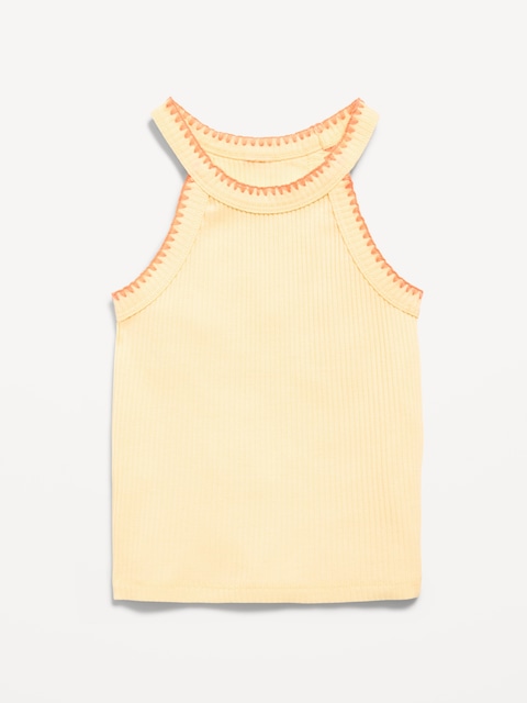 Fitted Halter Tank Top for Toddler Girls - Cool Almond