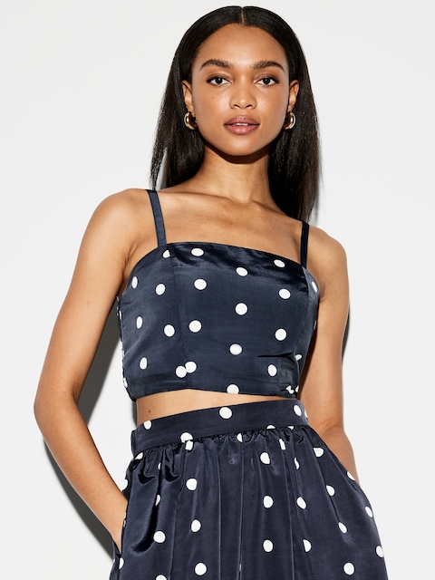 The Occasion by Old Navy Taffeta Cropped Tank Top - Navy Dots