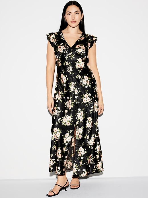 Image number 7 showing, The Occasion by Old Navy Flutter-Sleeve Satin Maxi Dress