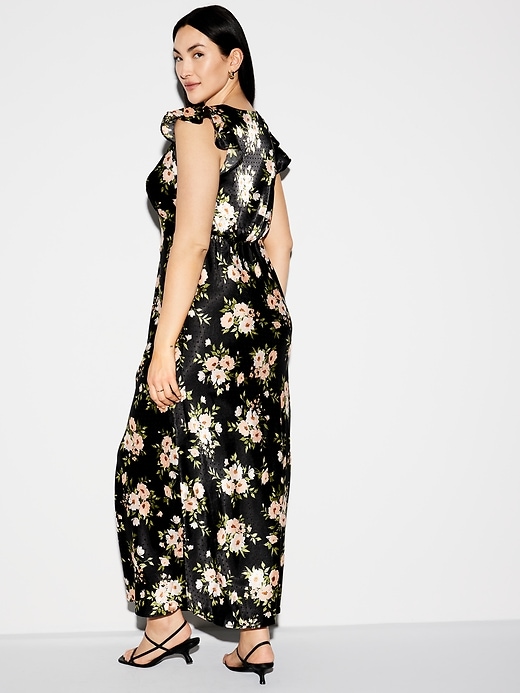 Image number 8 showing, The Occasion by Old Navy Flutter-Sleeve Satin Maxi Dress