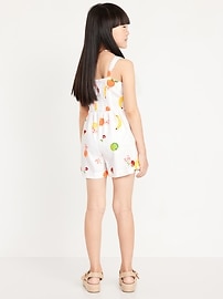 Image number 2 showing, Printed Sleeveless Button-Front Linen-Blend Romper for Girls