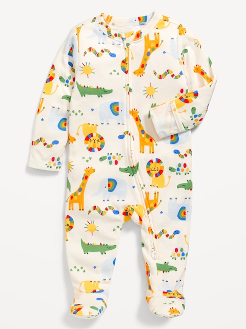 2-Way-Zip Sleep & Play Footed One-Piece for Baby - Animal Mix