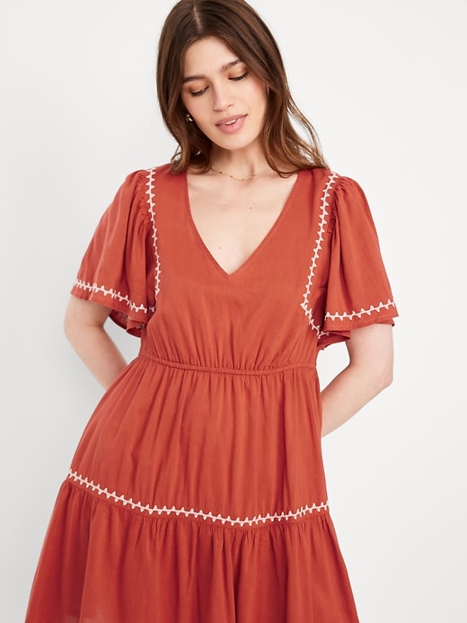 Image number 3 showing, Waist-Defined Embroidered Mini Dress