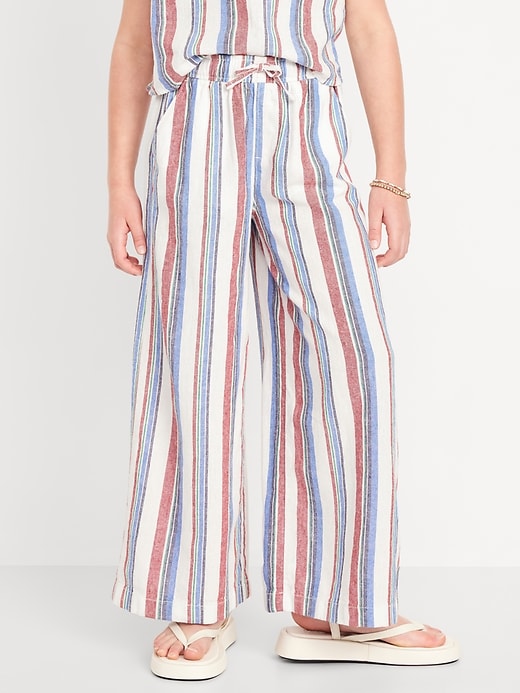 Image number 1 showing, Printed High-Waisted Linen-Blend Wide-Leg Pants for Girls