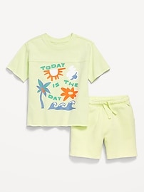 Image number 1 showing, Short-Sleeve Graphic T-Shirt and Shorts Set for Toddler Boys