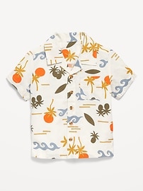 Image number 2 showing, Printed Short-Sleeve Linen-Blend Shirt for Toddler Boys