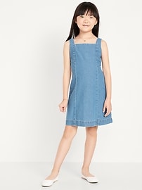 Image number 1 showing, Sleeveless Jean Shift Dress for Girls