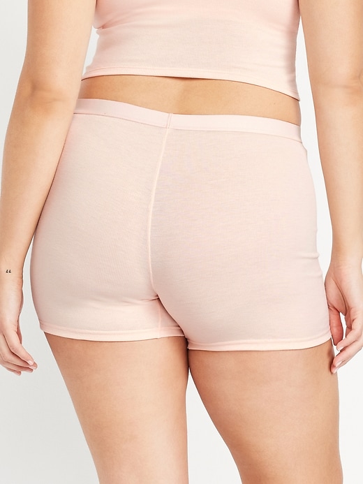 Image number 6 showing, High-Waisted Ribbed Boyshort Briefs -- 3-inch inseam