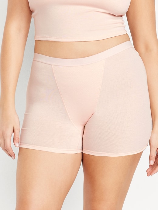 Image number 5 showing, High-Waisted Ribbed Boyshort Briefs -- 3-inch inseam