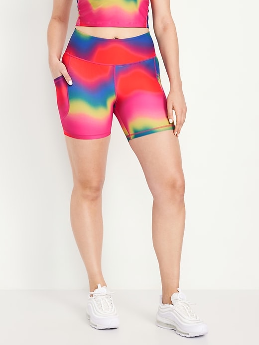 Image number 4 showing, High-Waisted PowerSoft Pocket Biker Shorts -- 6-inch inseam