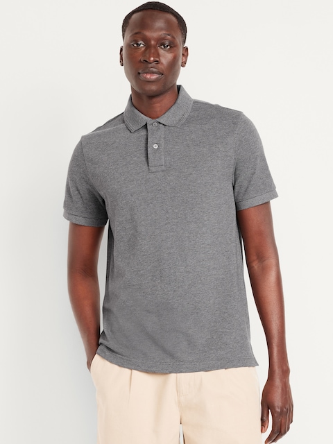 Classic Fit Pique Polo - Heather Gray