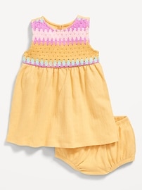 Image number 1 showing, Sleeveless Crochet-Panel Dress and Shorts Set for Baby