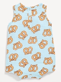 Image number 2 showing, Printed Sleeveless Double-Weave One-Piece Romper for Baby