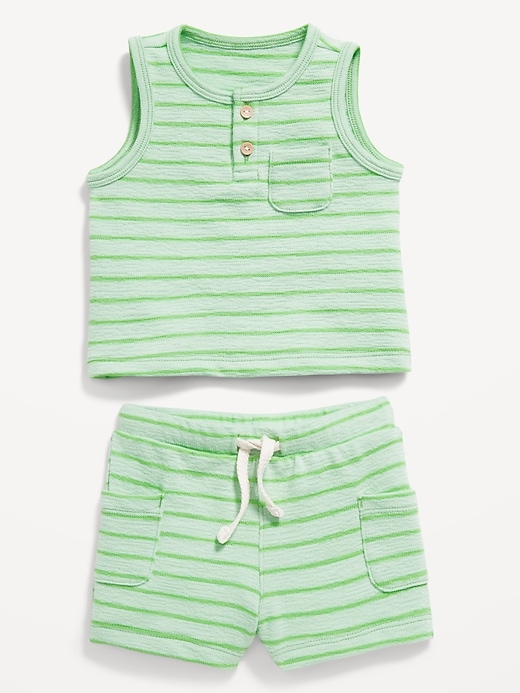 Image number 3 showing, Jacquard-Knit Henley Tank and Shorts Set for Baby