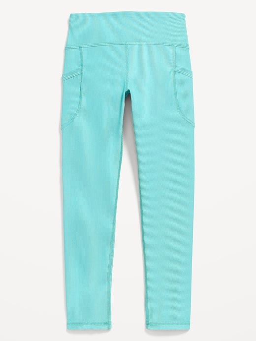 Image number 5 showing, High-Waisted PowerSoft Ribbed Performance 7/8 Leggings for Girls