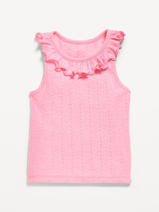 Image number 1 showing, Fitted Ruffle-Neck Tank Top for Toddler Girls