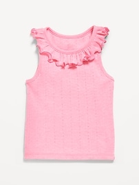 Image number 1 showing, Fitted Ruffle-Neck Tank Top for Toddler Girls