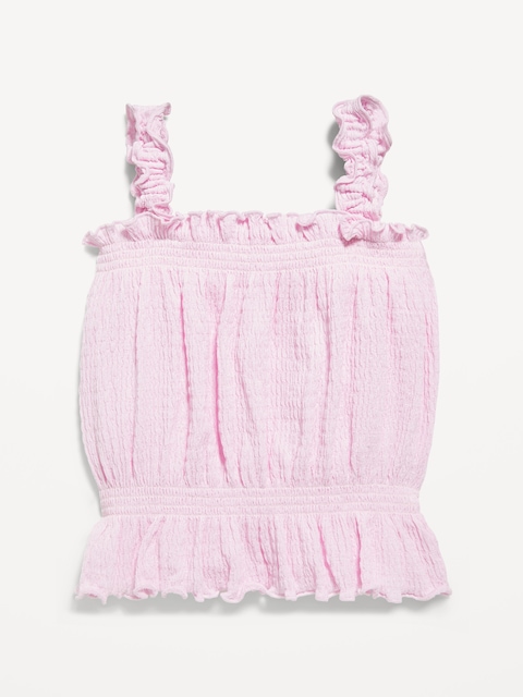 Sleeveless Crinkle Jacquard Peplum Tank Top for Toddler Girls - Tiny Dancer