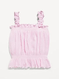 Image number 1 showing, Sleeveless Crinkle Jacquard Peplum Tank Top for Toddler Girls