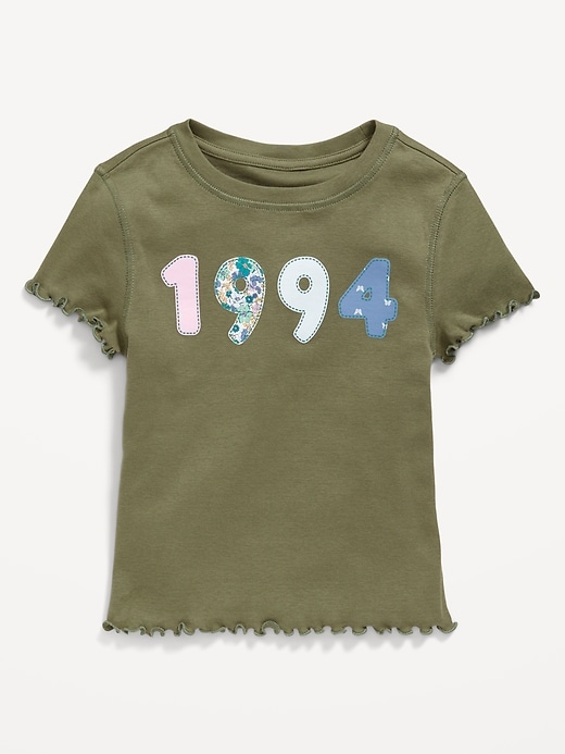 Image number 1 showing, Fitted Lettuce-Edge Graphic T-Shirt for Girls