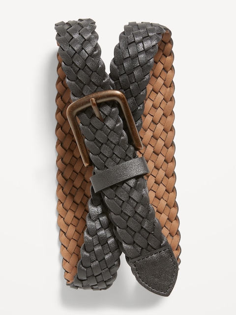 Braided Faux-Leather Belt for Men - Black Jack
