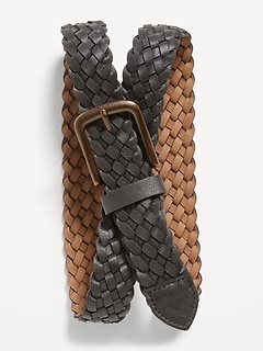 Braided Faux-Leather Belt for Men