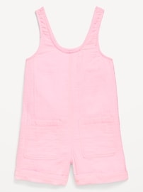Image number 3 showing, Sleeveless Double-Weave Pocket Romper for Girls