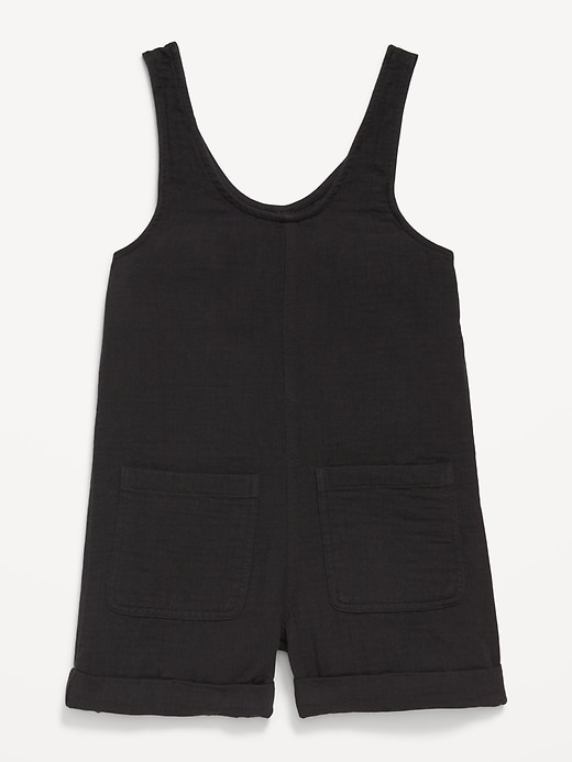 Image number 3 showing, Sleeveless Double-Weave Pocket Romper for Girls