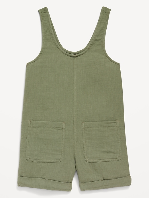 Image number 3 showing, Sleeveless Double-Weave Pocket Romper for Girls