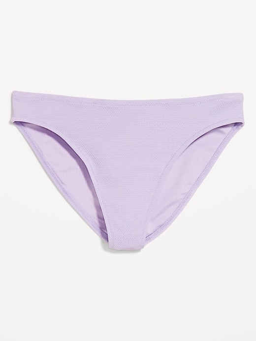 Image number 4 showing, Mid-Rise Textured Bikini Swim Bottoms