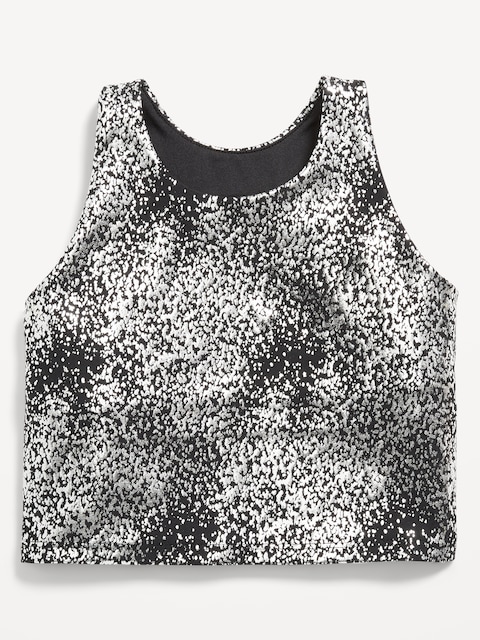 PowerSoft Longline Sports Bra for Girls - Black Shine