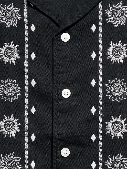 Image number 3 showing, Short-Sleeve Linen-Blend Embroidered Shirt for Boys