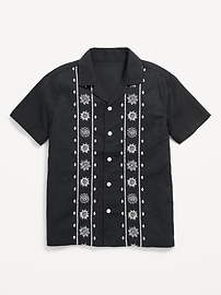 Image number 2 showing, Short-Sleeve Linen-Blend Embroidered Shirt for Boys