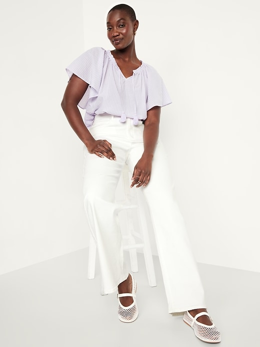 Image number 3 showing, Flutter-Sleeve Tassel-Tie Top