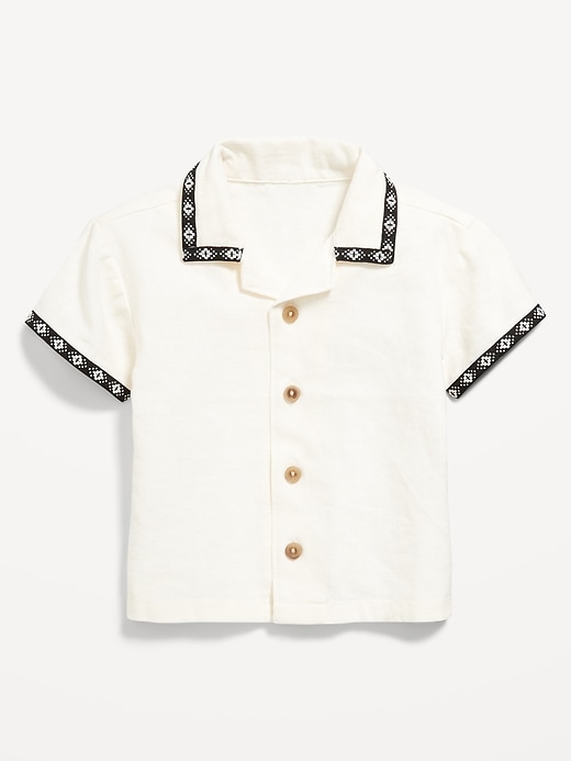 Image number 1 showing, Short-Sleeve Linen-Blend Shirt for Baby