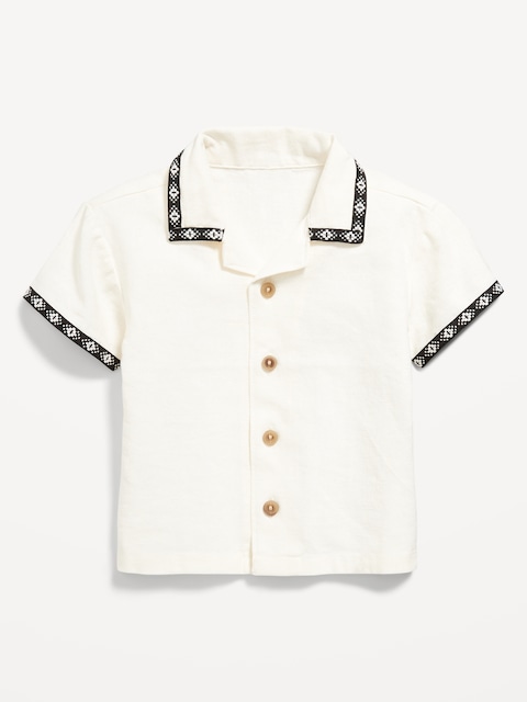 Short-Sleeve Linen-Blend Shirt for Baby - Creme De La Creme