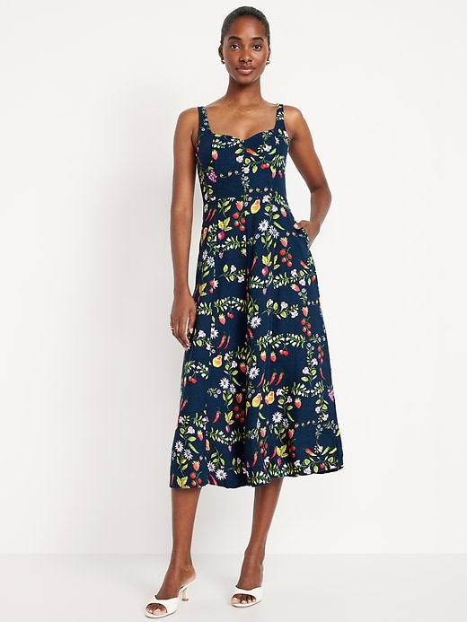 Image number 1 showing, Fit & Flare Sleeveless Linen-Blend Midi Dress