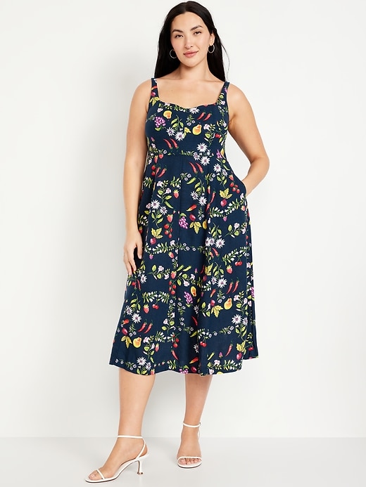 Image number 4 showing, Fit & Flare Sleeveless Linen-Blend Midi Dress