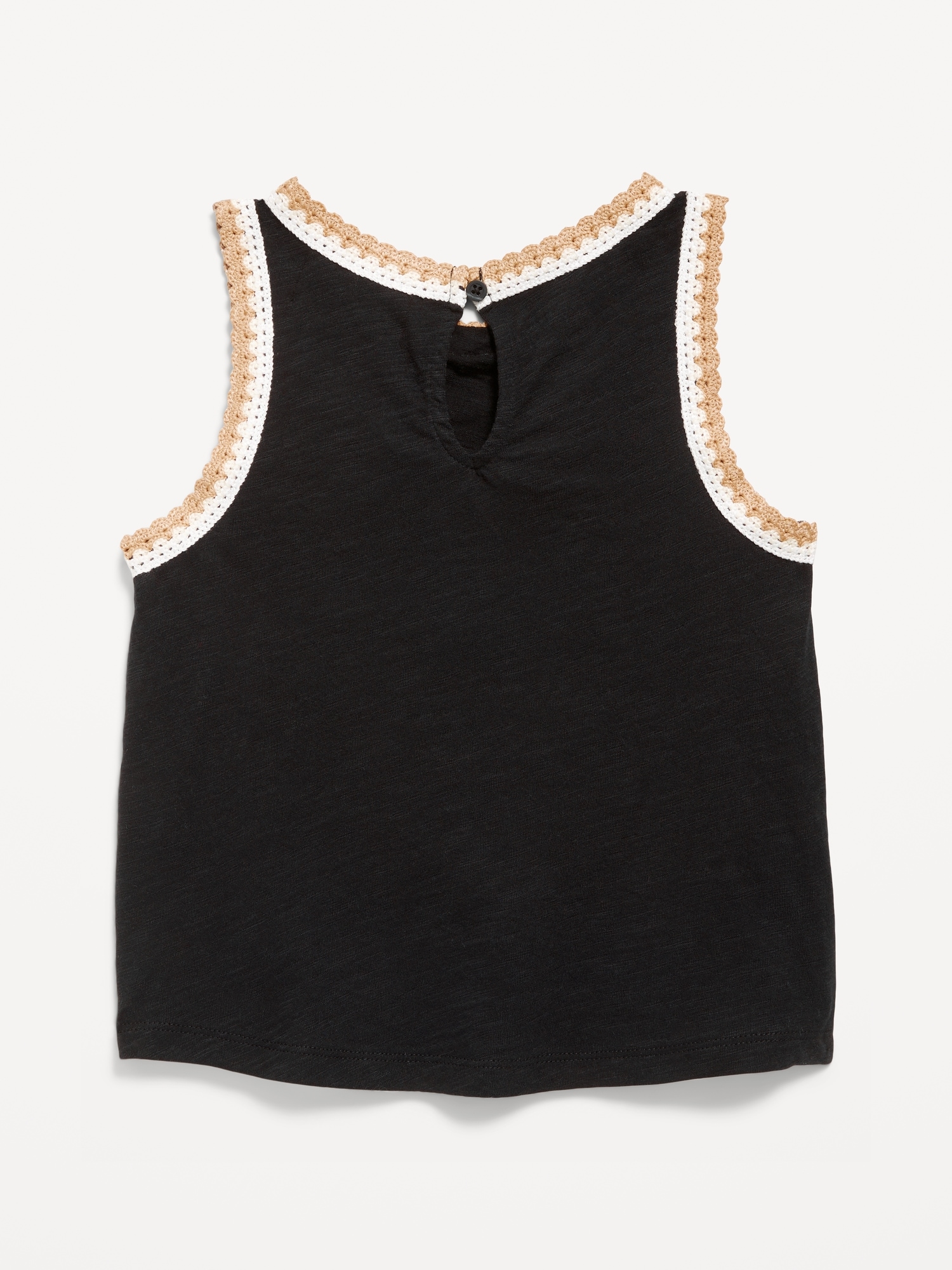 Sleeveless Crochet-Trim Top for Girls