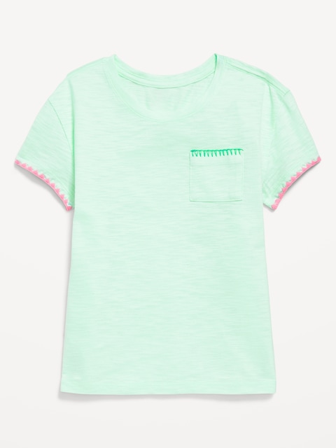 Softest Stitch-Trim Pocket T-Shirt for Girls - Mini Mint