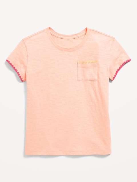 Softest Stitch-Trim Pocket T-Shirt for Girls