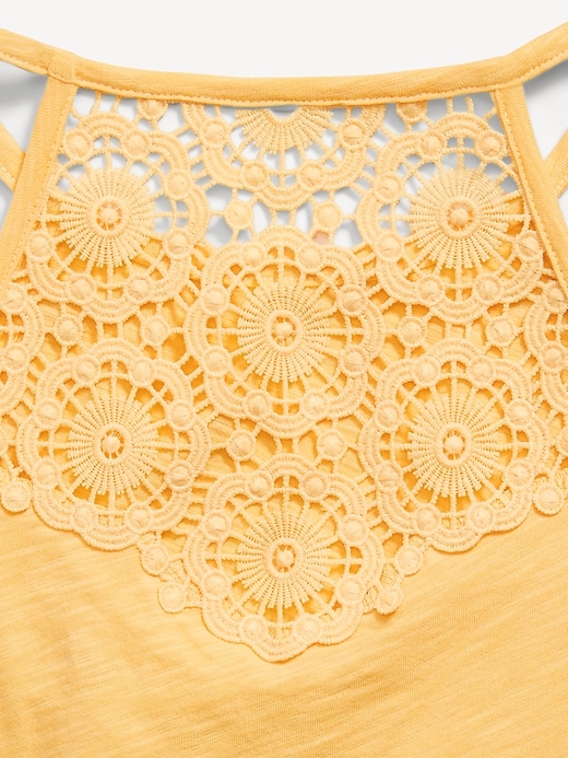 Image number 3 showing, Crochet Back Halter Tank Top for Girls